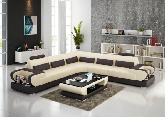 Leather sofa Couch Living landscape Corner sofa Corner Suite Design Modern Sofa G8003B