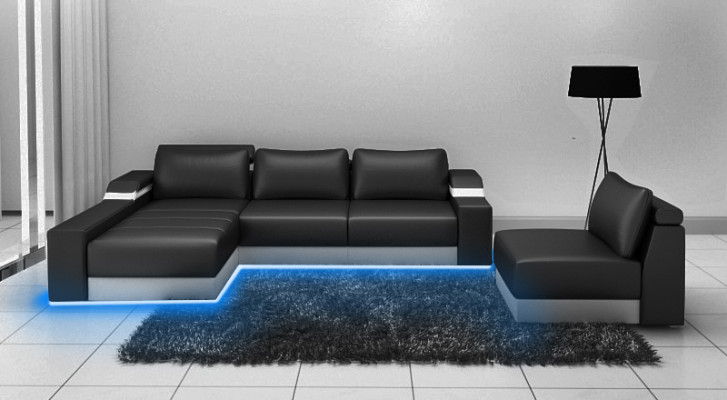 Corner sofa Corner Sofa with USB Upholstery Leather Suite Living landscape Chaise lounge