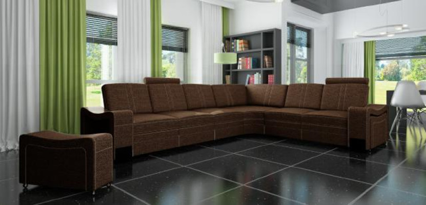 Fabric Couch Textile Upholstery Corner sofa Sofa + USB Corner sofa Living landscape Fabric sofa