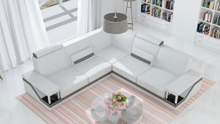 Leather sofa Corner sofa Sofa + USB Poster Corner suite Sofas Fabric Leather Suite new