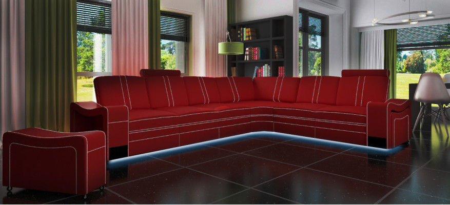 Leather Corner sofa Suite Custom made USB LEATHER SOFA XXL Living landscape new