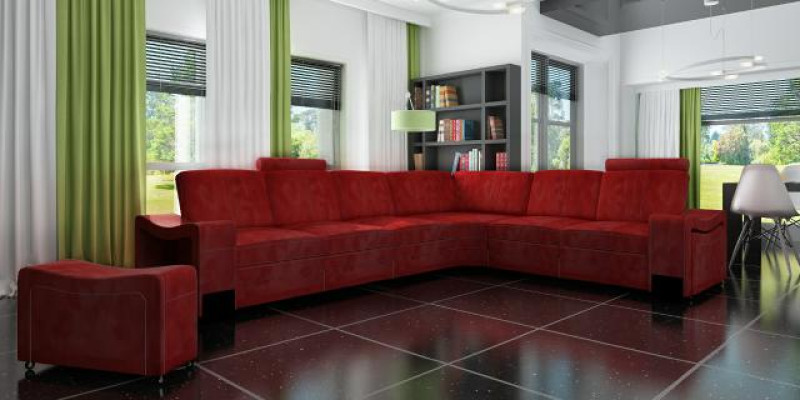 Fabric couch sofa corner living landscape textile upholstery corner sofa custom made USB