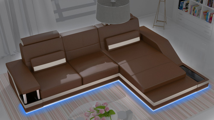Corner sofa Suite Leather Textile Fabric Living landscape Sofa USB new custom-made