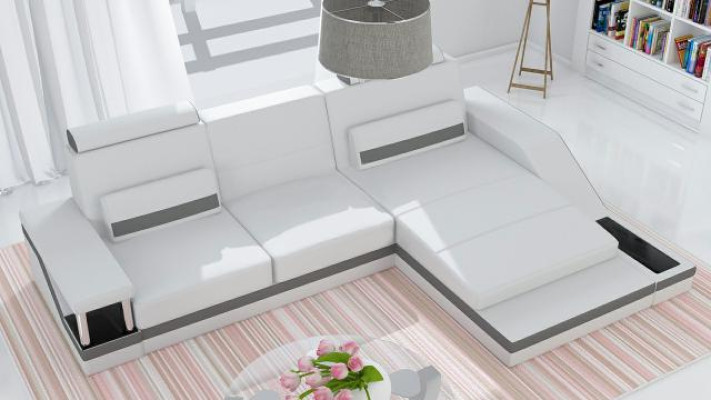Corner sofa Living landscape Sofa +USB Corner Suite Leather Textile Fabric Custom made