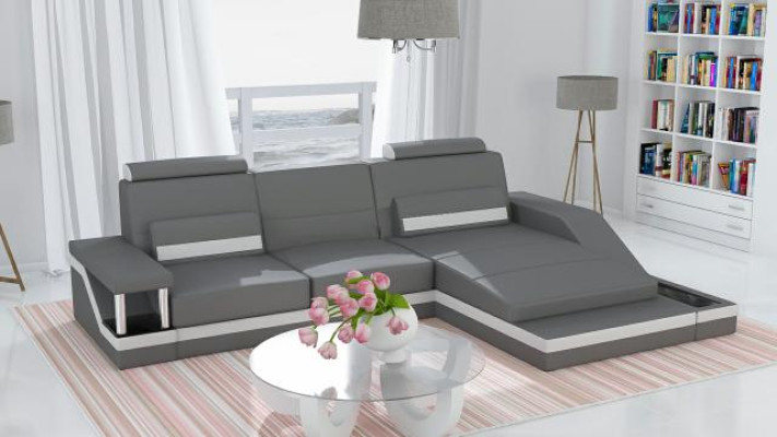 Corner sofa Living landscape Sofa +USB Corner Suite Leather Textile Fabric Custom made