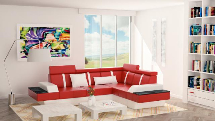 Designer Living landscape Corner sofa new Couch Sofa Upholstery Leather sofa + USB,Suite