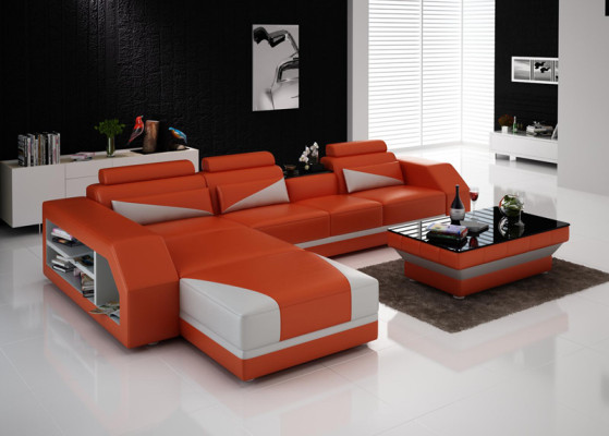 Leather Corner Sofa with USB,Suite Corner Sofas Couches Upholstery Living landscape Luxury