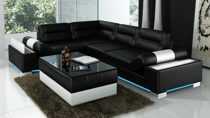 Leather sofa sofa USB Living landscape Corner sofa Suite Couch Design Suite L6001B