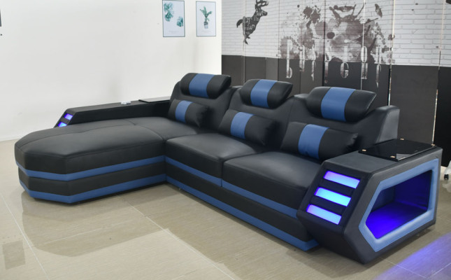 Illuminated modern couches Furniture landscape Seat sofa Living room Corner suite