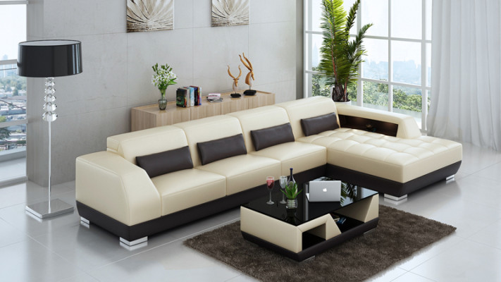 Leather sofa Corner sofa + USB Suite Living landscape Upholstery L-shape Couch Sofa G8024C