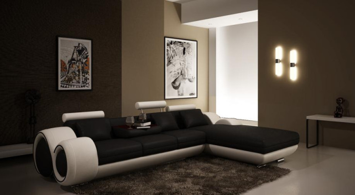 Patented design Corner sofa BERLINb Sofa + USB Upholstery Leather Corner Living landscape