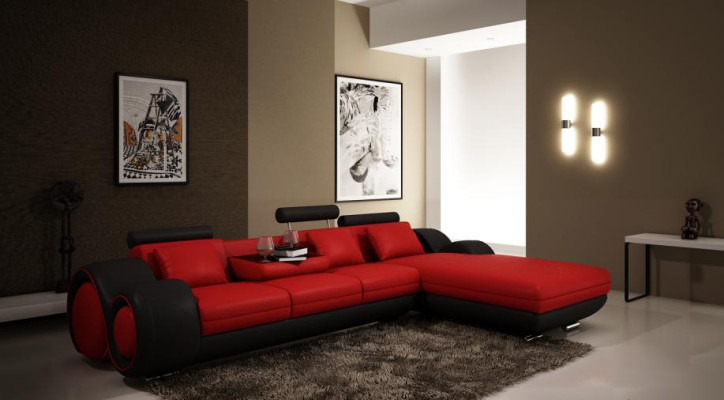 Patented design Corner sofa Sofa + USB, Upholstery Leather Corner BERLIN Living landscape