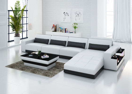 Leather sofa Couch Living landscape Corner sofa Corner Suite Design Modern Sofa with usb