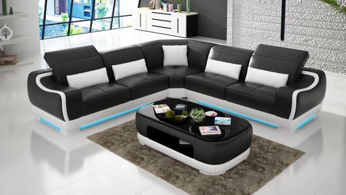 Leather sofa Couch Living landscape Corner sofa Corner Suite Design Modern Sofa G8025B