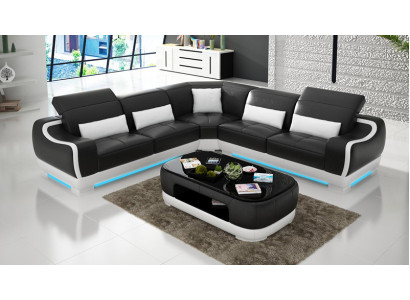 Leather sofa Couch Living landscape Corner sofa Corner Suite Design Modern Sofa G8025B