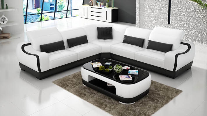 Leather sofa Couch Living landscape Corner sofa Corner Suite Design Modern Sofa G8025B