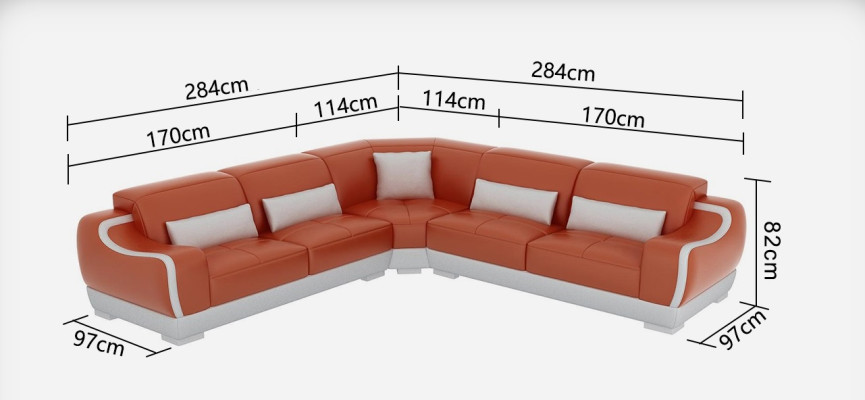 Leather sofa Couch Living landscape Corner sofa Corner Suite Design Modern Sofa G8025B