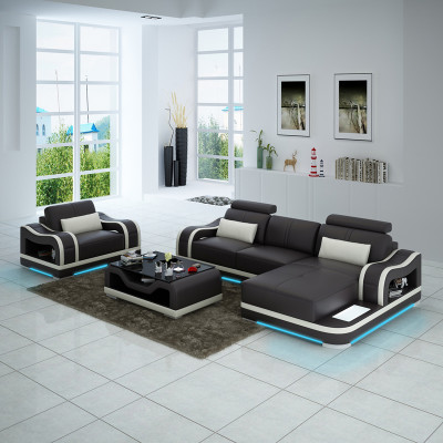 Leather sofa Couch Living landscape Corner sofa + Armchair Eck Suite Modern G8030E