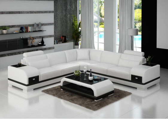 Leather sofa Couch Living landscape Corner sofa Corner Suite Design Modern Sofa G8013B