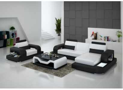 Leather Sofa Couch Living landscape Corner Armchair Suite Design Modern Sofa