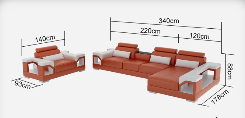 Leather sofa Living landscape Corner sofa Armchair Couch Suite Design Modern Sofa + USB