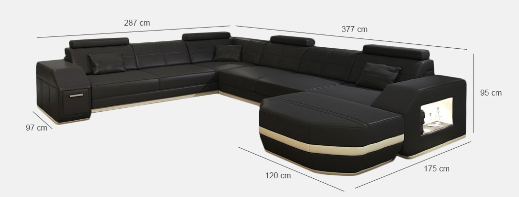 Leather sofa Corner sofa Living landscape Corner sofa Corner sofa Upholstery Seat Corner new USB+LED