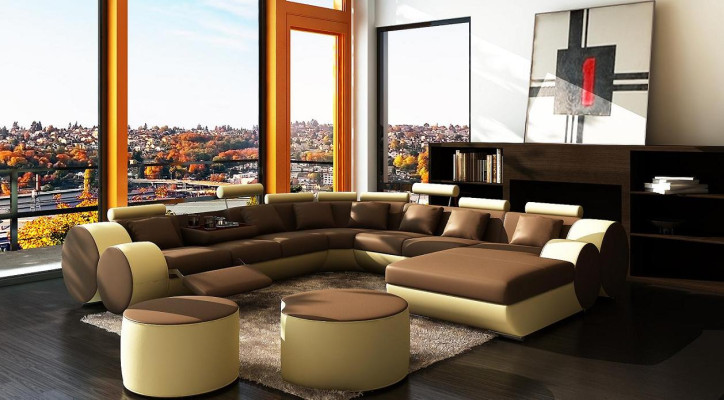 Designer leather sofa + USB Big Living landscape Sofa Couch Upholstery Suite Corner sofa