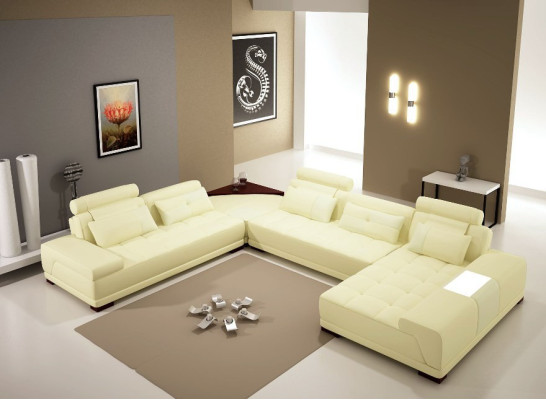 Living landscape Couch Upholstery Corner Suite Designer Leather Sofa Big Sofa new + USB