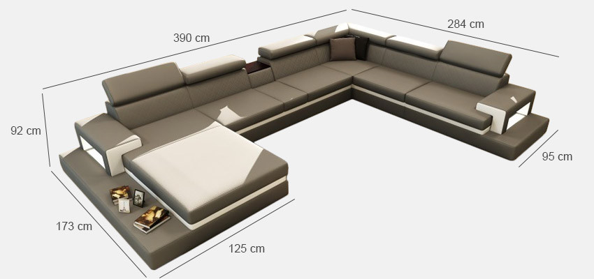 Leather sofa with USB,Sofa Corner sofa U-shape Couch Living landscape Designer Seat Corner