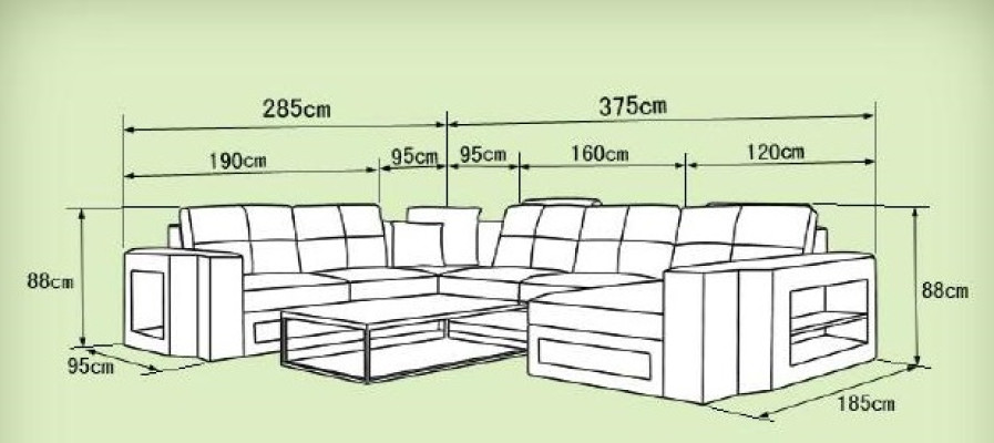 Design Living landscape Leather sofa Corner sofa Corner sofa Upholstery Sofa Corner USB + LED