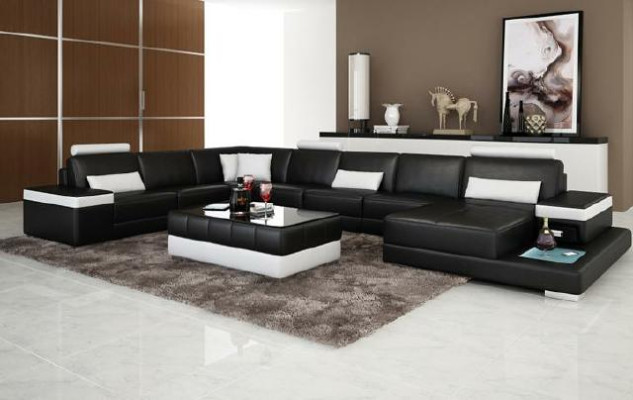 Living landscape Couch Upholstery Corner Suite Designer Leather Sofa Big Sofa with USB
