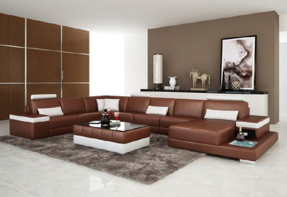 Living landscape Couch Upholstery Corner Suite Designer Leather Sofa Big Sofa with USB