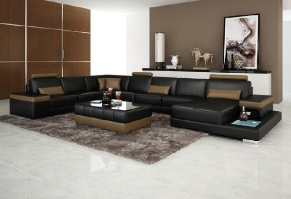 Living landscape Couch Upholstery Corner Suite Designer Leather Sofa Big Sofa with USB