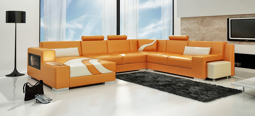 Corner sofa Upholstery Designer Sofa Corner suite Couch Modern Sofas U-shape Leather +USB
