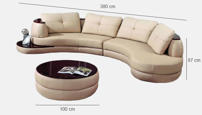 Modern round couch Corner sofa Round Corner Upholstery Sofa Seat Suite Leather Couch + USB