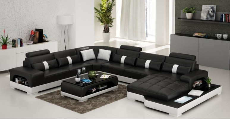 Corner sofa Living landscape + USB Upholstery Design Couch Modern Leather Sofa Corner suite