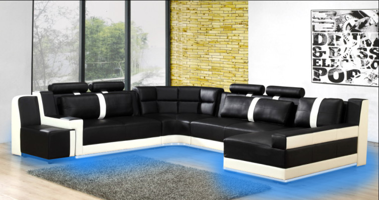 Corner sofa Living landscape + USB Upholstery Corner suite Design Couch Modern Leather Sofa