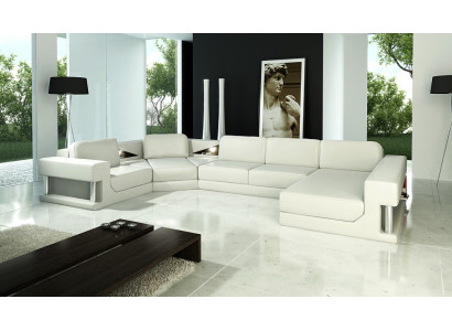 Corner sofa Modern Leather Sofa Living landscape + USB Upholstery Corner suite Design Couch