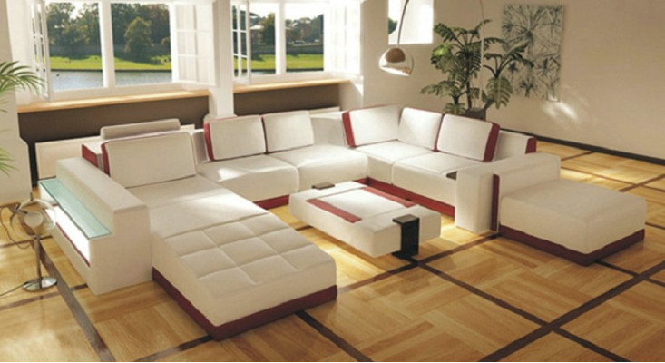 Sofa Couch Corner sofa Valentin U-shape luxury designer sofa leather couch LED Leather Modern