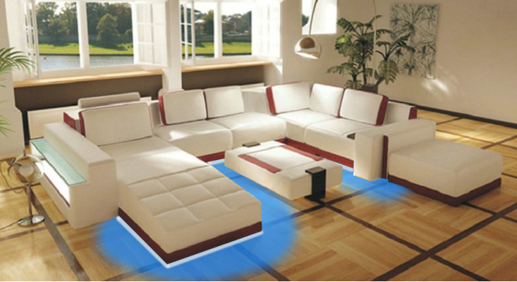 Sofa Couch Corner sofa Valentin U-shape luxury designer sofa leather couch LED Leather Modern
