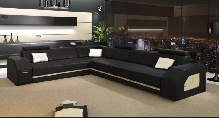 Elegant leather corner sofa for the living room – stylish comfort