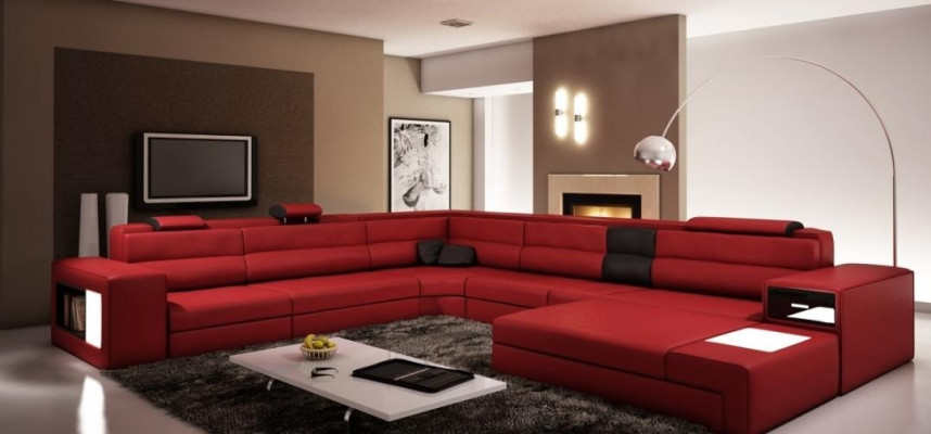 Design Sofa Corner sofa Upholstery Couch Corner Seat Suite Living landscape Leather USB+LED