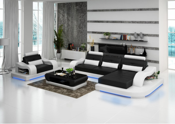 Leather sofa Couch Living landscape Corner sofa Corner Armchair Design Modern Sofa G8005E