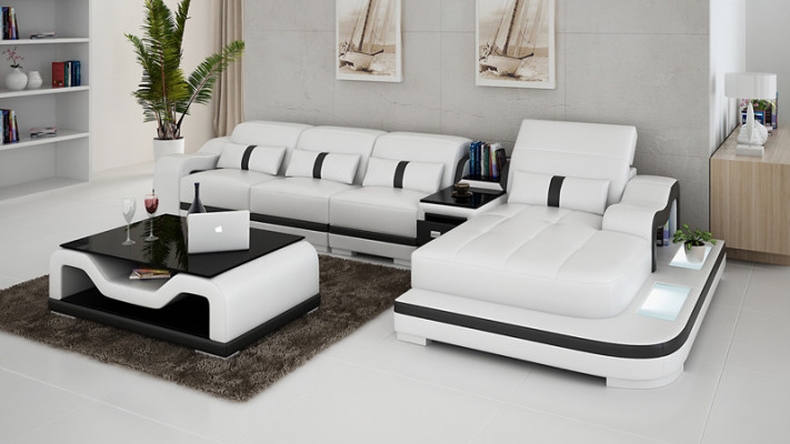 Leather sofa Couch Living landscape Corner sofa Corner Sofa Suite Design Modern G8027C