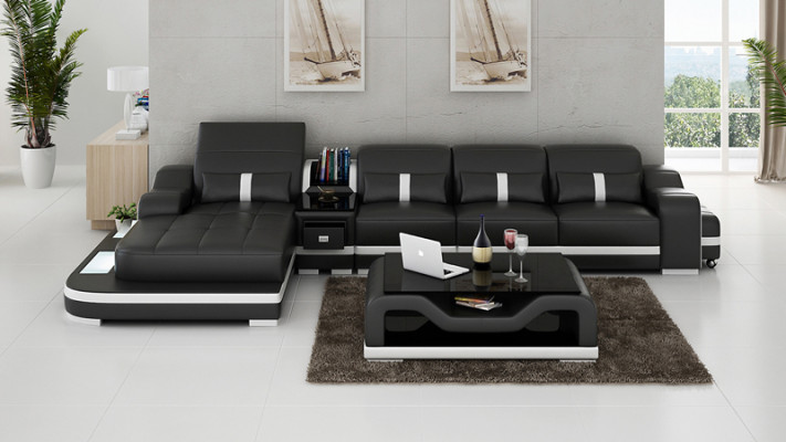Leather sofa Couch Living landscape Corner sofa Corner Sofa Suite Design Modern G8027C