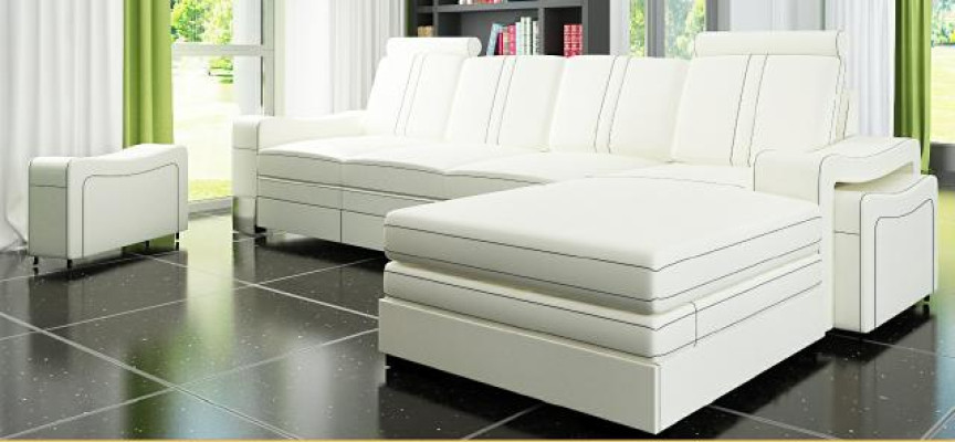 LEATHER SOFA USB LEATHER CORNER SOFA Living landscape Corner sofa Suite SOFA made to measure