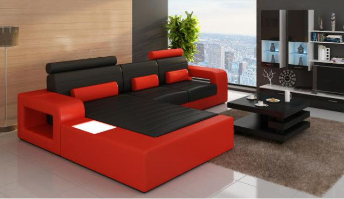 Leather Corner sofa Suite with USB,LEDERCOUCH custom-made SOFA Suite Corner sofa