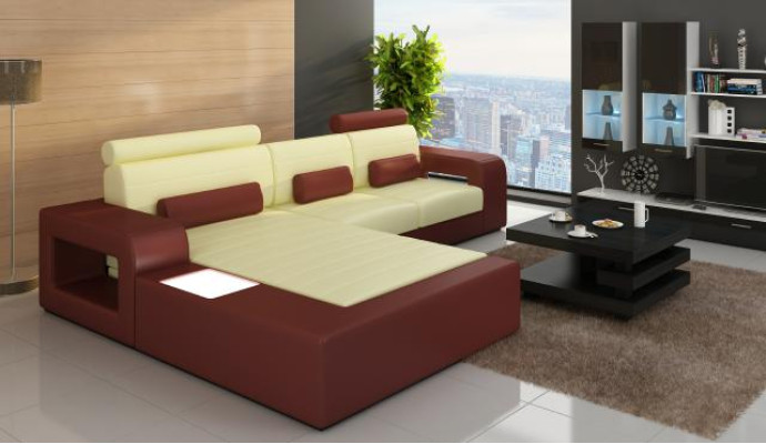 Leather Corner sofa Suite with USB,LEDERCOUCH custom-made SOFA Suite Corner sofa