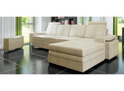 Textile couch with USB Fabric sofa Fabric couch Corner sofa Sofa Upholstery Suite Corner new