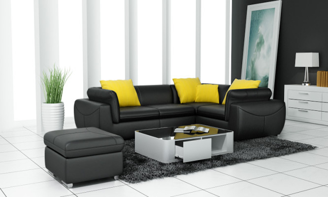 Leather sofa with USB Living landscape Corner sofa Eck Suite Design Modern Sofa F3014C